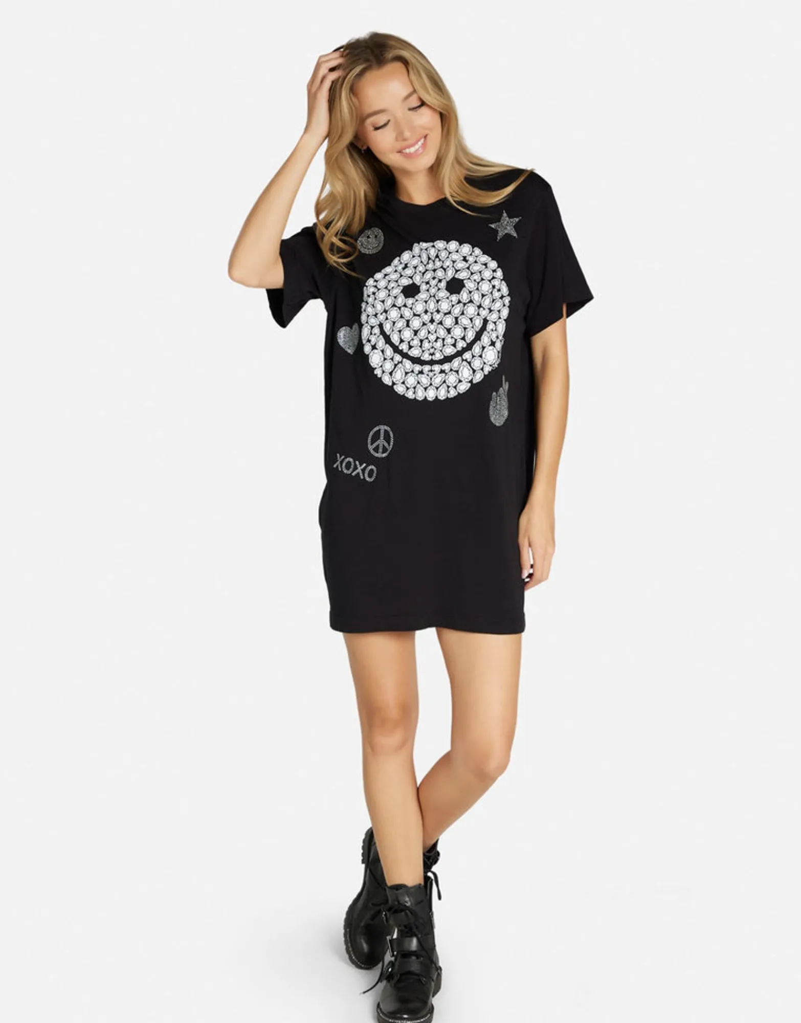 Outlet Diamond Happyface T Shirt Dress In | Misty By Women Dresses