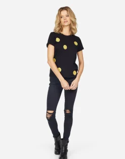Fashion Edda All Over Yellow Smiley Women Short Sleeve