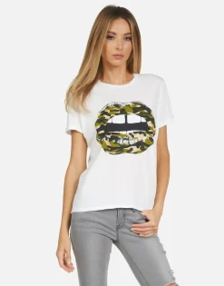 Clearance Edda Camo Lip Women Short Sleeve