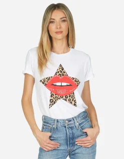 Cheap Edda Leopard Star Lip Women Short Sleeve