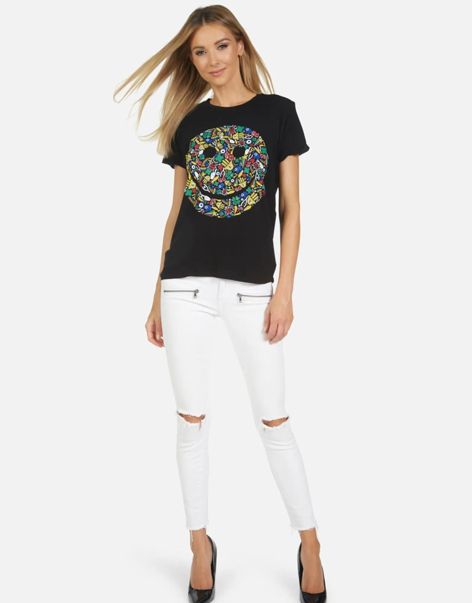 New Edda Lucky Happy Face Women Short Sleeve