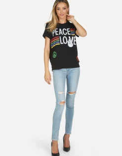 Store Edda Peace Love Stripe Women Short Sleeve