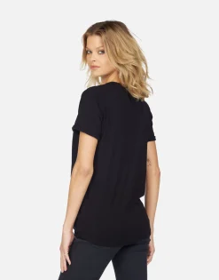 Cheap Edda Studded Stripe Peace Women Short Sleeve