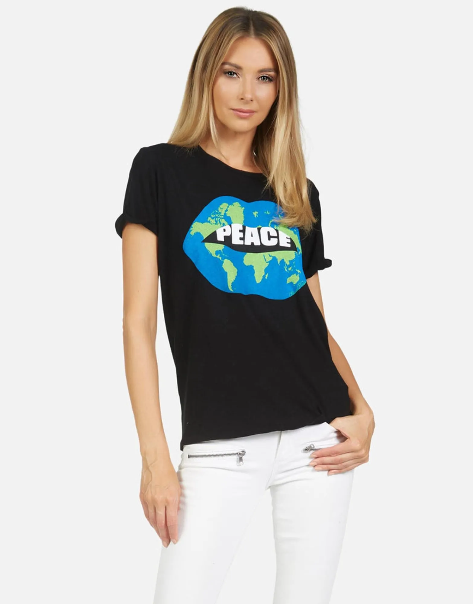 Fashion Edda Worlds Peace Lips Women Short Sleeve