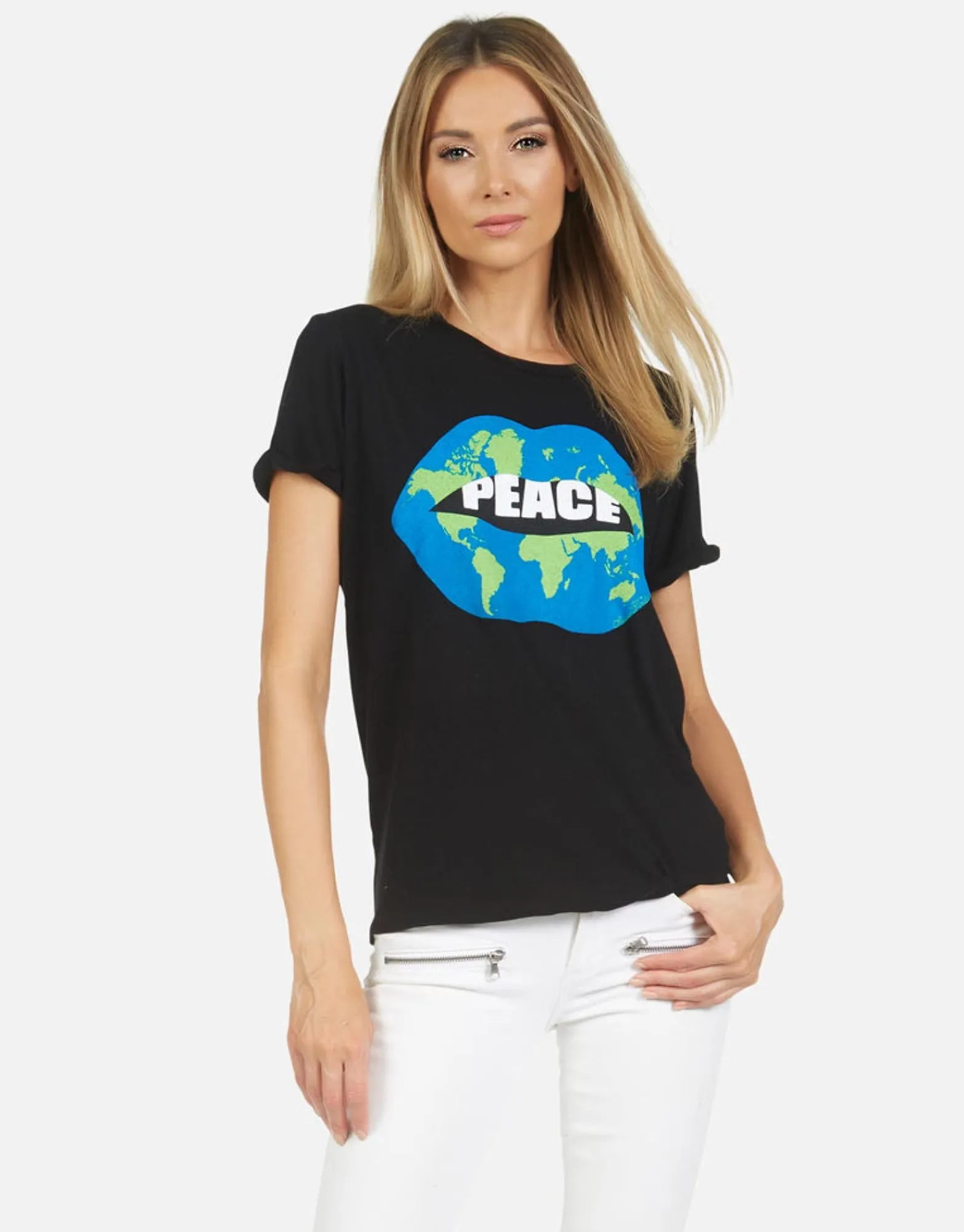 Fashion Edda Worlds Peace Lips Women Short Sleeve