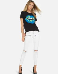 Fashion Edda Worlds Peace Lips Women Short Sleeve