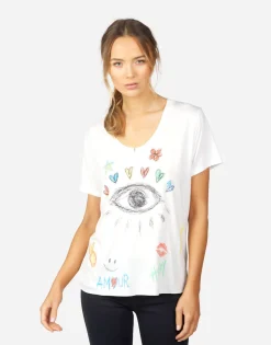 Store Elara Doodle Elements Women Short Sleeve