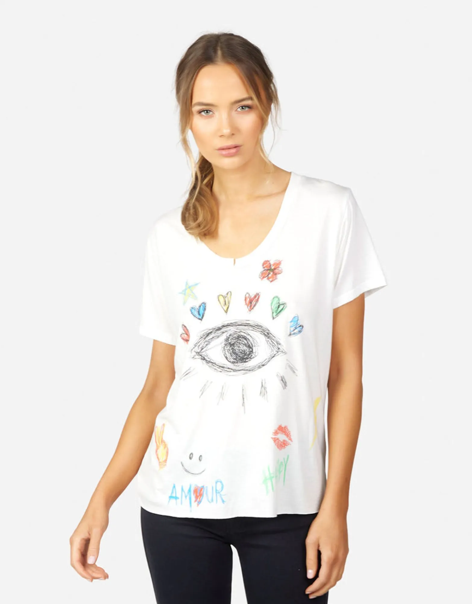 Store Elara Doodle Elements Women Short Sleeve