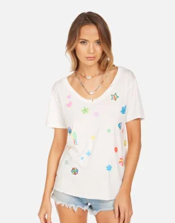 Best Sale Elara Floral Dove Elements Women Short Sleeve