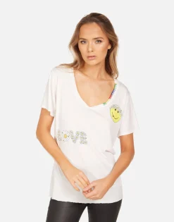 Cheap Elara Happy Daisy Peace Women Short Sleeve
