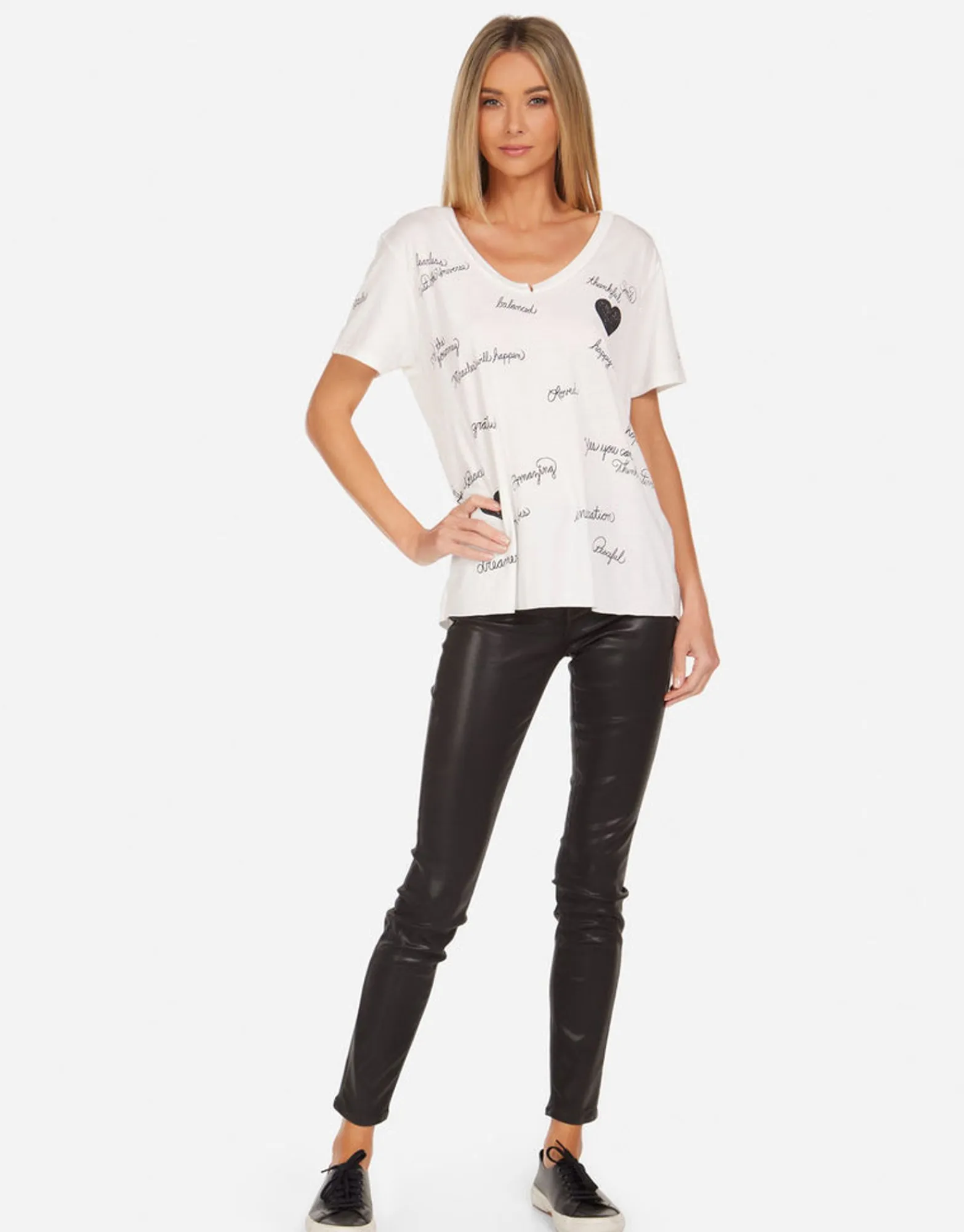 Shop Elara Happy Thoughts Women Short Sleeve