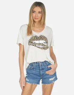 Hot Elara Leopard Lip Women Short Sleeve