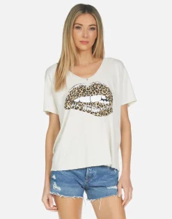Hot Elara Leopard Lip Women Short Sleeve