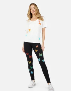 Cheap Elara Rainbow Butterflies Women Short Sleeve