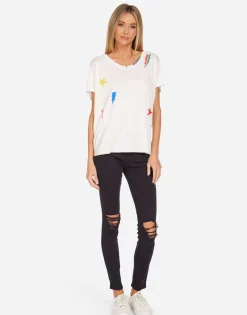 Best Elara Rainbow Lightning Star Women Short Sleeve