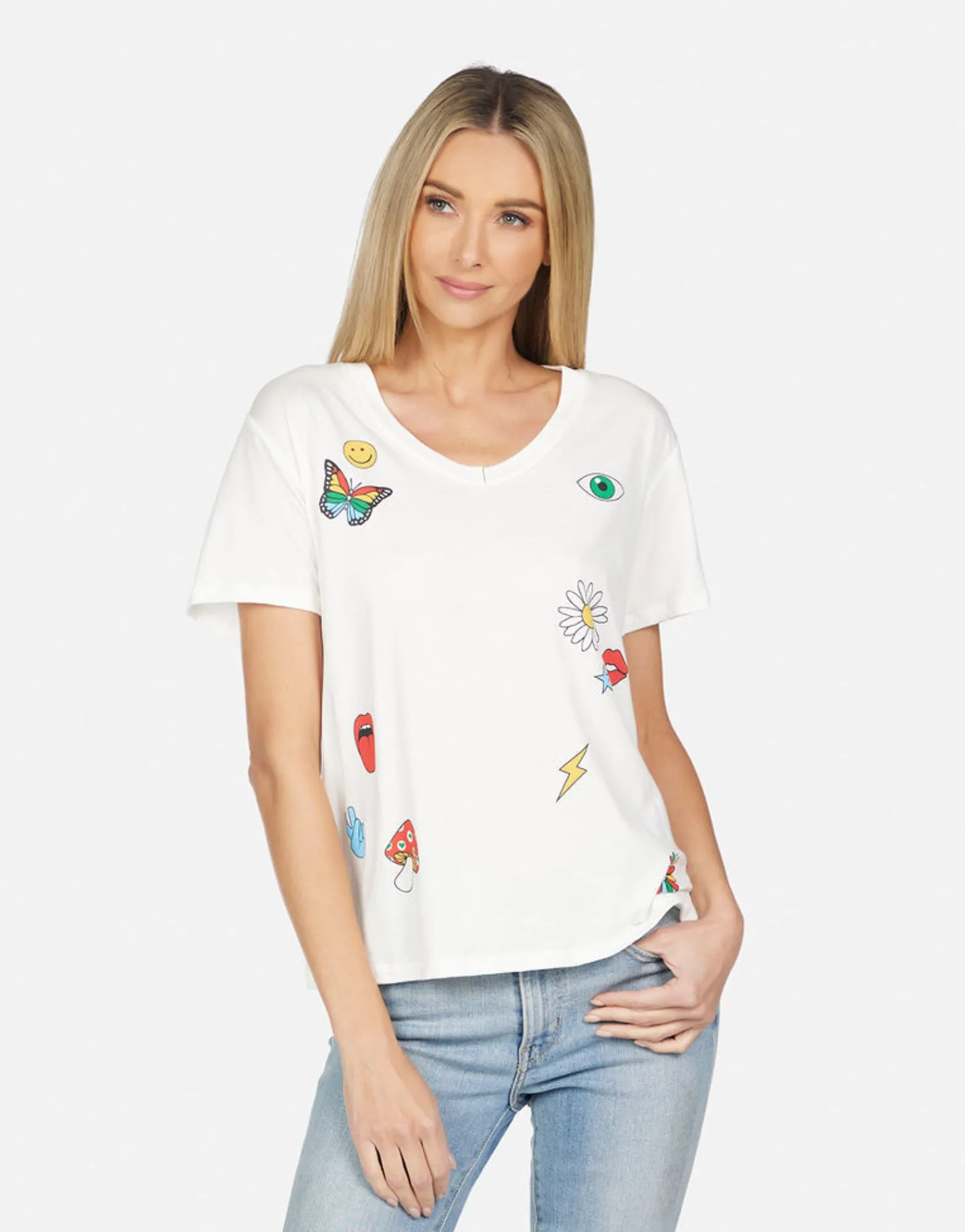 Sale Elara Retro Elements Heart Women Short Sleeve