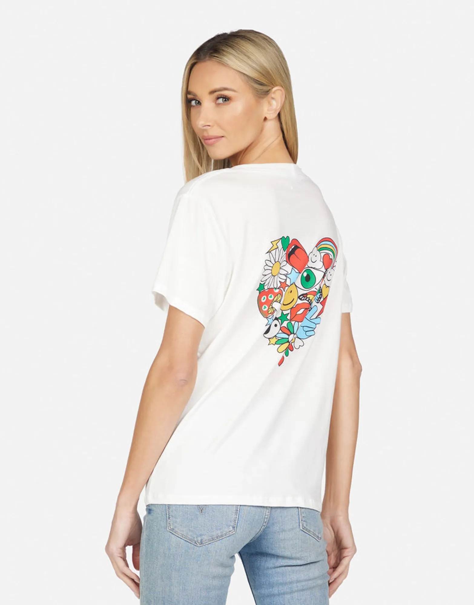 Sale Elara Retro Elements Heart Women Short Sleeve