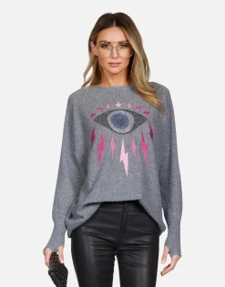 Store Electric Evil Eye Draped Cashmere Sweater | Ladona By Women Sweaters & Knits