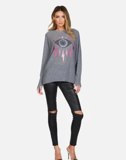 Store Electric Evil Eye Draped Cashmere Sweater | Ladona By Women Sweaters & Knits