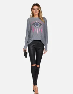 Store Electric Evil Eye Draped Cashmere Sweater | Ladona By Women Sweaters & Knits