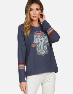 New Elephant Hamsa L/S Raglan Pullover | Everly By Women Long Sleeve