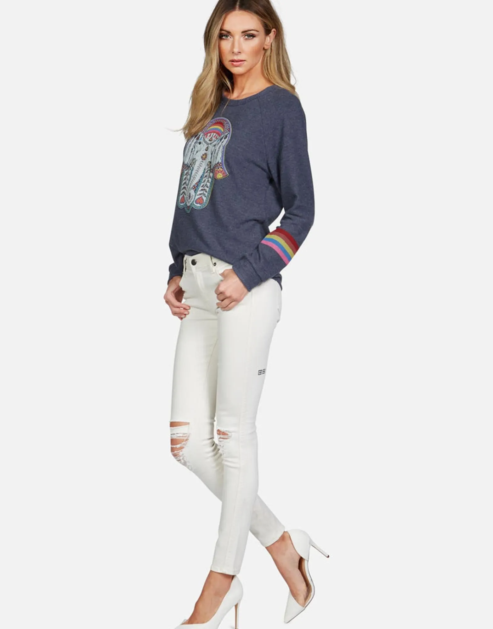 New Elephant Hamsa L/S Raglan Pullover | Everly By Women Long Sleeve