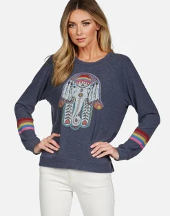 New Elephant Hamsa L/S Raglan Pullover | Everly By Women Long Sleeve