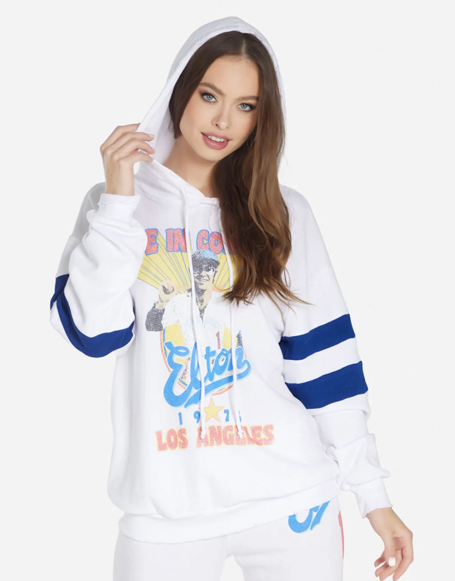 Cheap Elton John Dodgers Classic Hoodie W/ Stripe Sleeves | Nadine By Women Hoodies