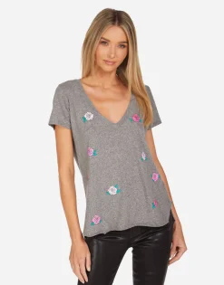 Cheap Emmalyn Pink Rose Skull Women Short Sleeve