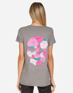 Cheap Emmalyn Pink Rose Skull Women Short Sleeve