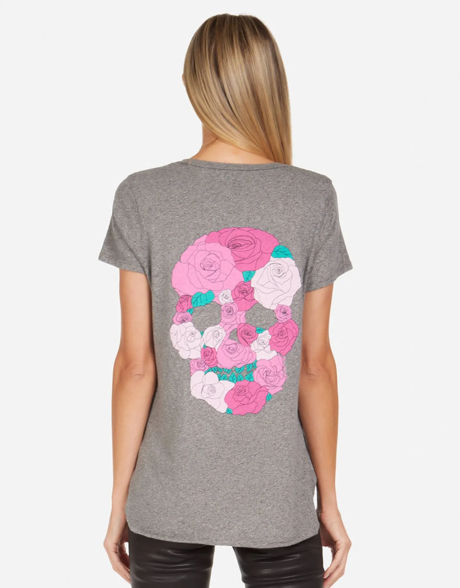 Cheap Emmalyn Pink Rose Skull Women Short Sleeve