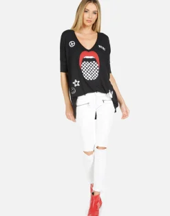 Best Sale Eva Checker Tongue Women Short Sleeve