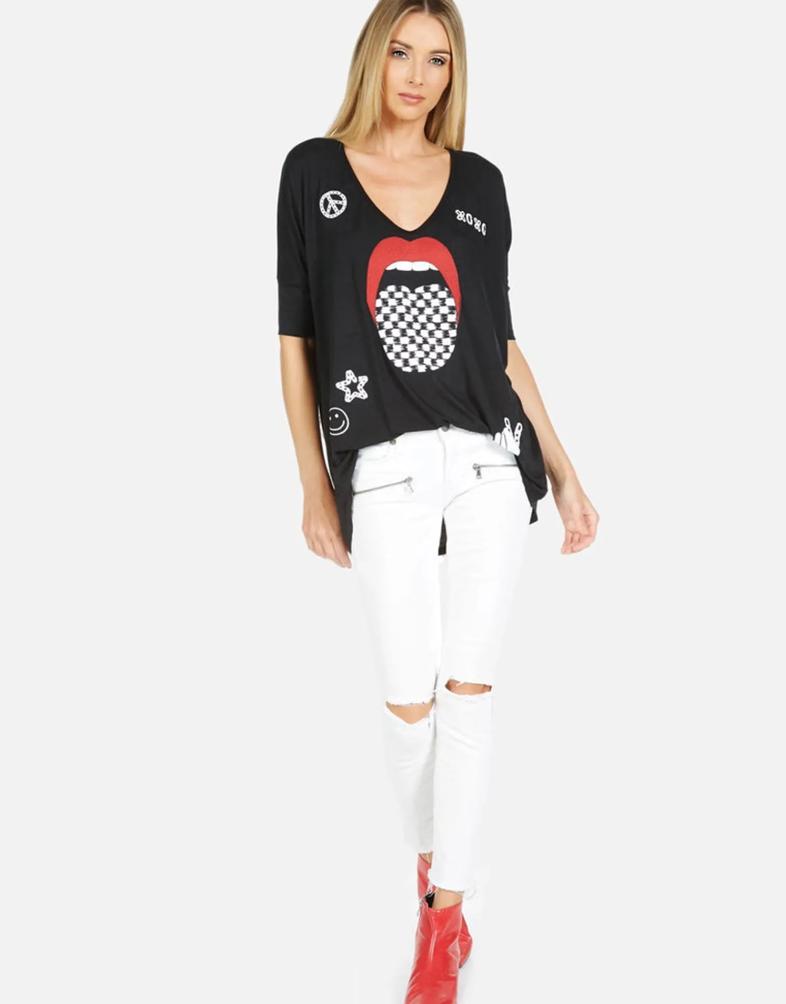 Best Sale Eva Checker Tongue Women Short Sleeve