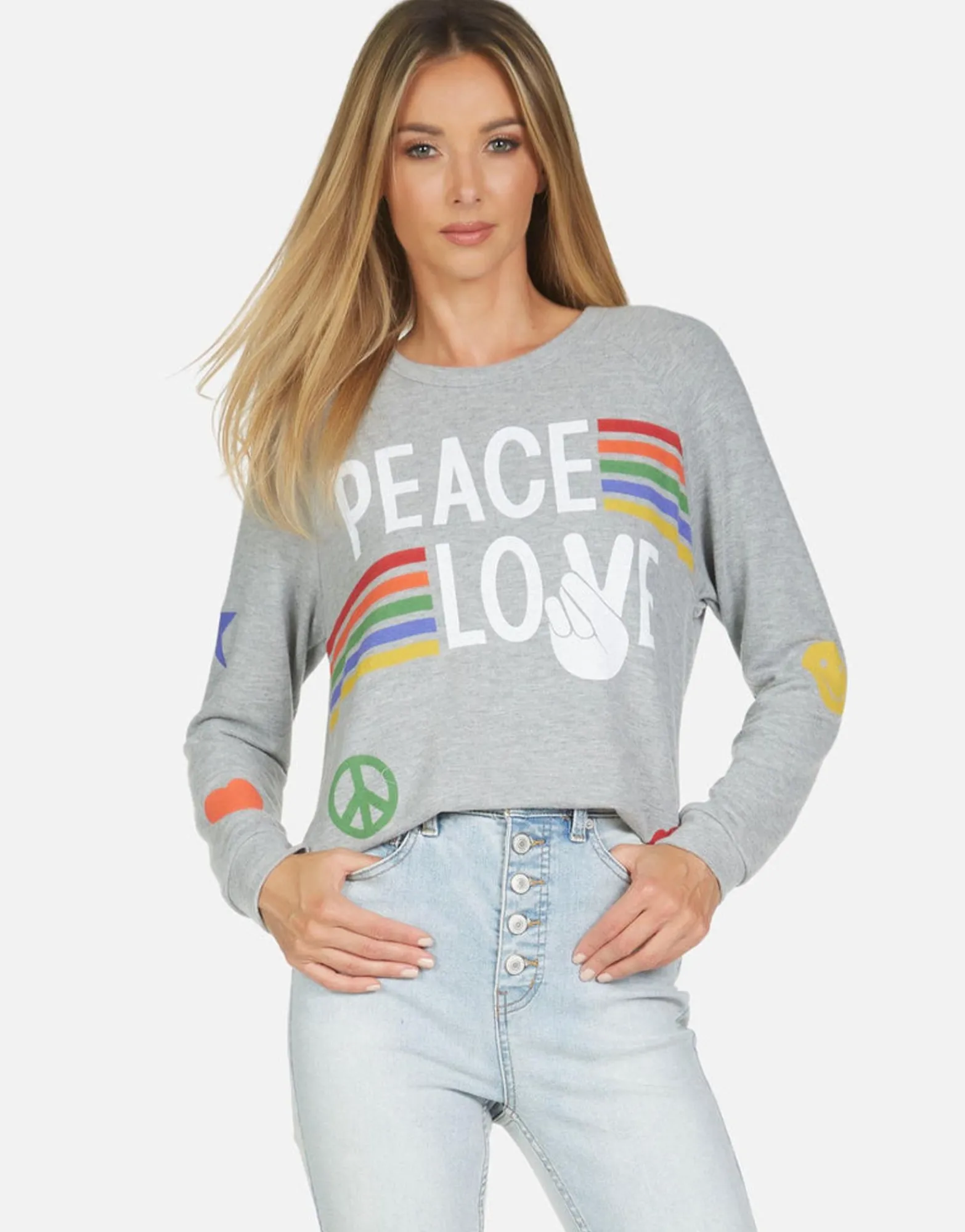 Sale Everly Peace Love Stripe Women Long Sleeve