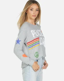 Sale Everly Peace Love Stripe Women Long Sleeve