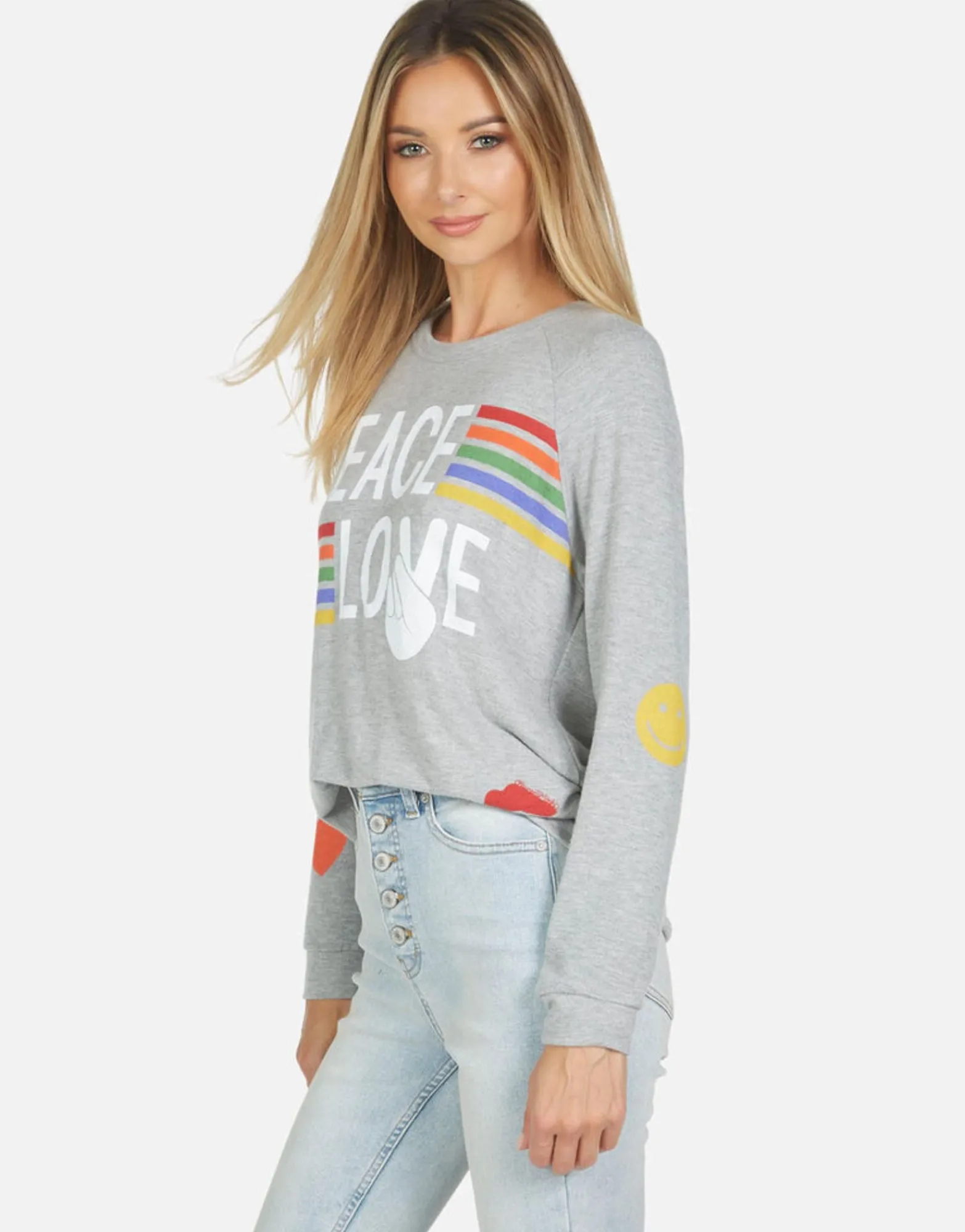 Sale Everly Peace Love Stripe Women Long Sleeve