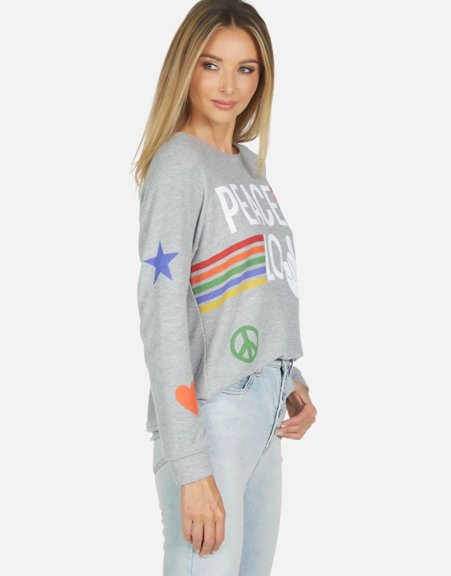 Sale Everly Peace Love Stripe Women Long Sleeve
