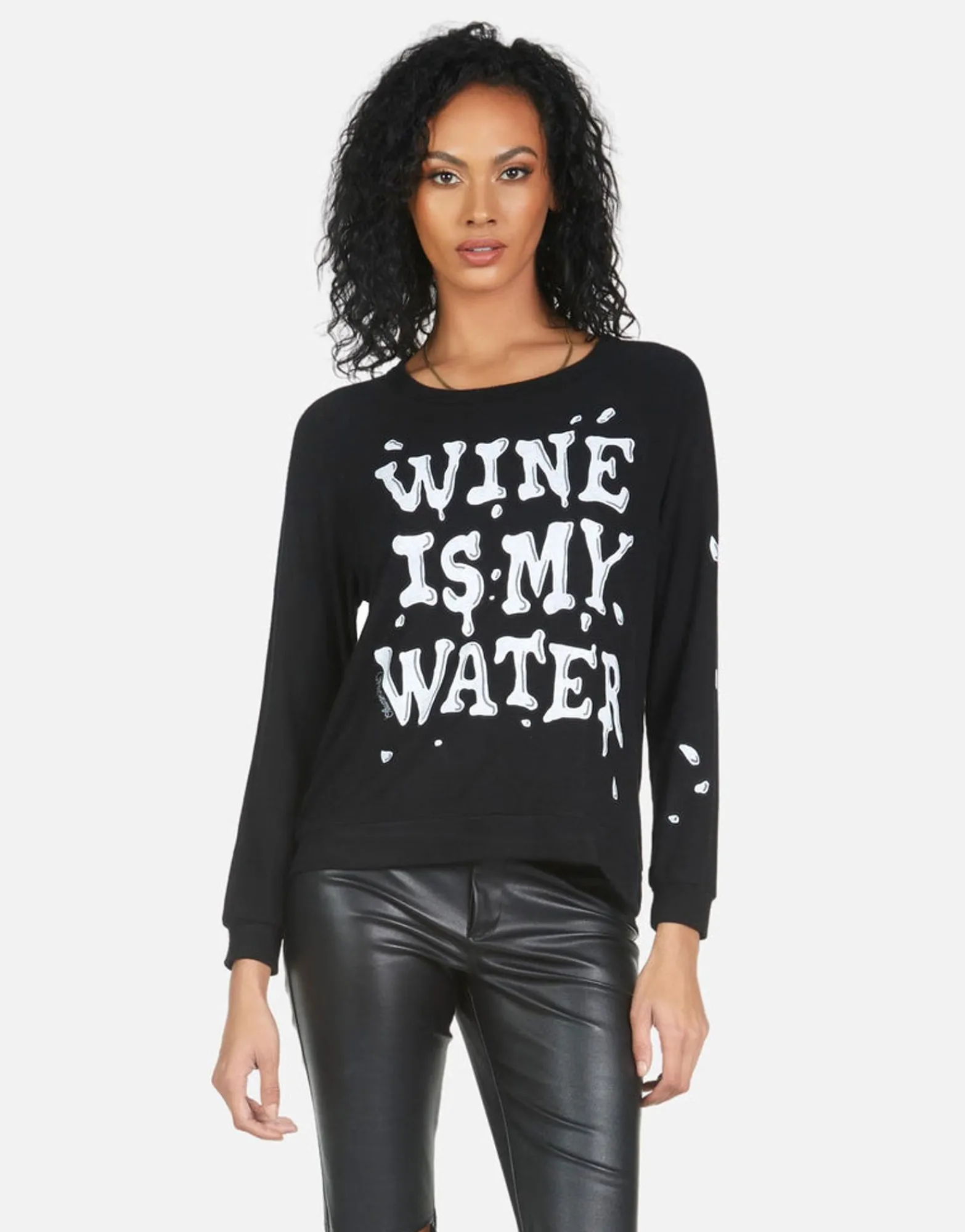 Store Everly Wine Is My Water Women Long Sleeve