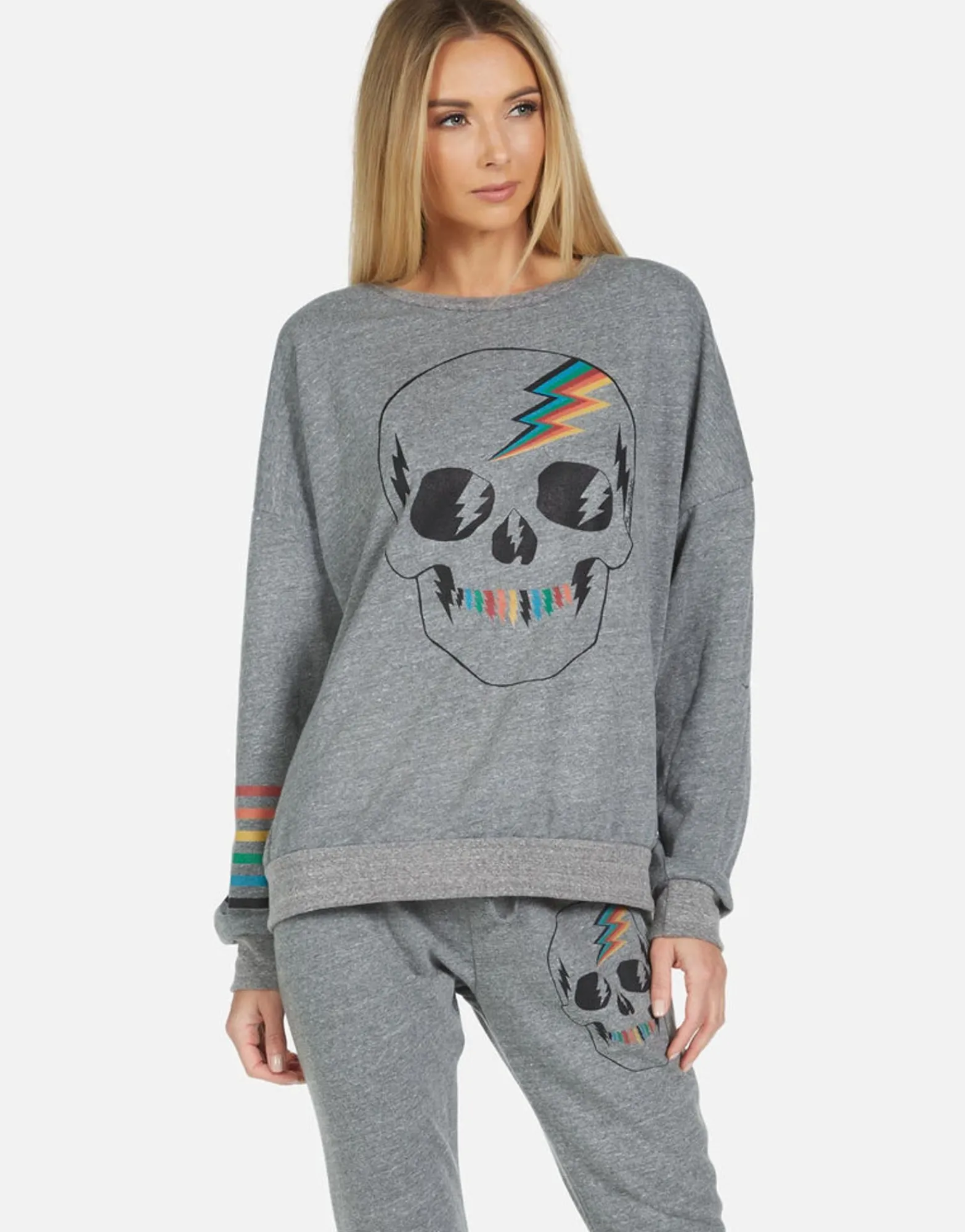 New Flora Rainbow Electric Skull Women Long Sleeve