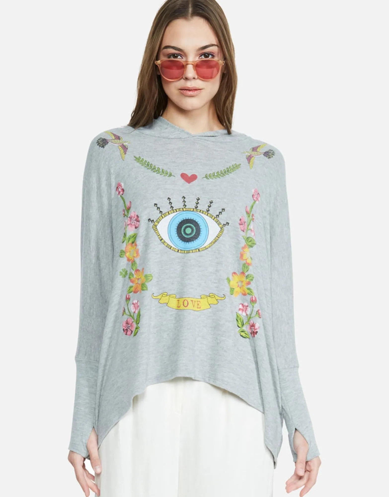 Best Sale Floral Eye Love Oversized Pullover W/ Hood | Wilma By Women Hoodies