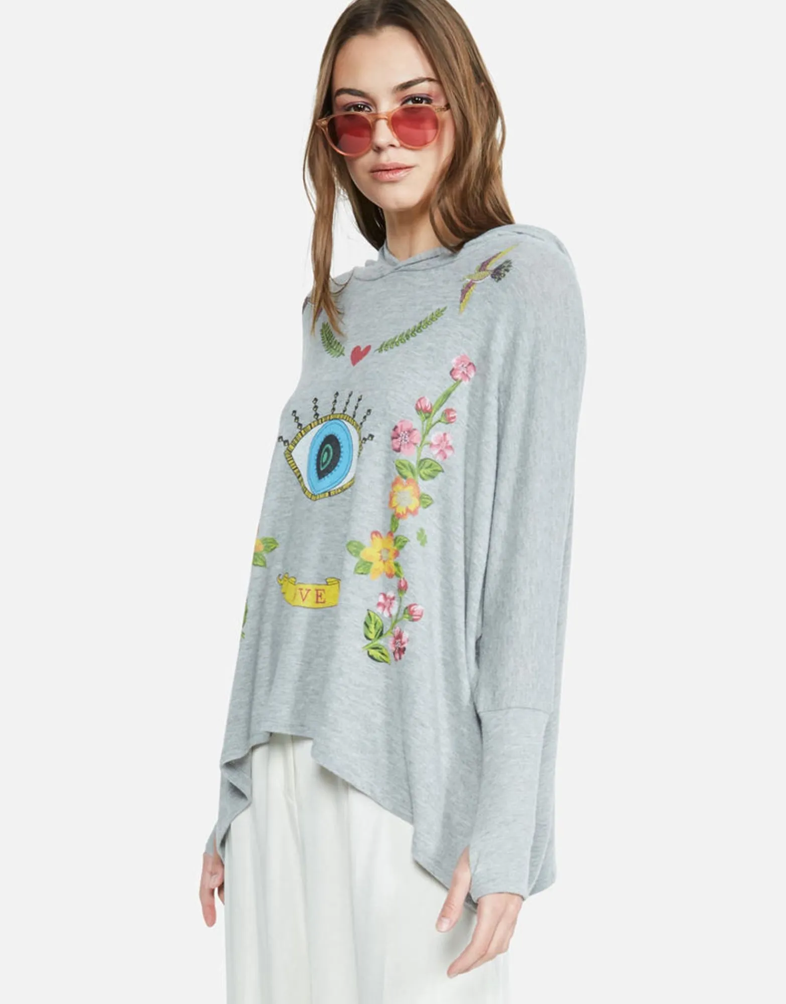 Best Sale Floral Eye Love Oversized Pullover W/ Hood | Wilma By Women Hoodies