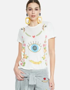 Hot Floral Eye Love Vintage Roll Slv Tee | Edda By Women Short Sleeve
