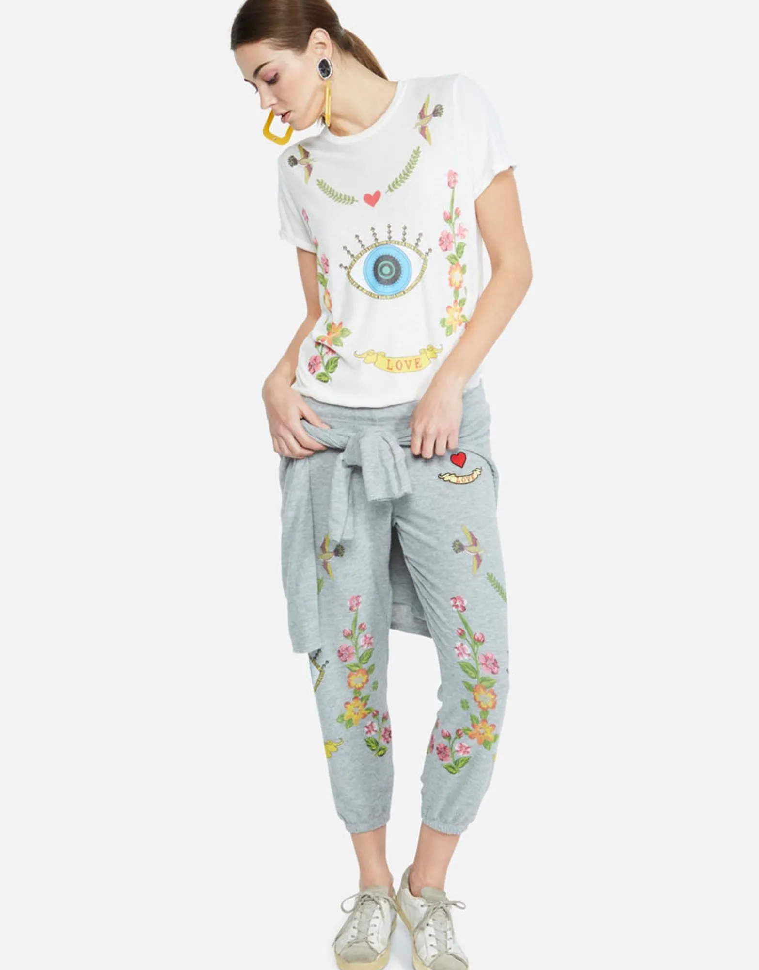 Hot Floral Eye Love Vintage Roll Slv Tee | Edda By Women Short Sleeve