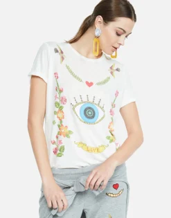 Hot Floral Eye Love Vintage Roll Slv Tee | Edda By Women Short Sleeve