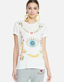Hot Floral Eye Love Vintage Roll Slv Tee | Edda By Women Short Sleeve