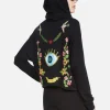 Cheap Floral Eye Love Zip Up Hoodie W/ Hi Low Hem | Amina By Women Hoodies