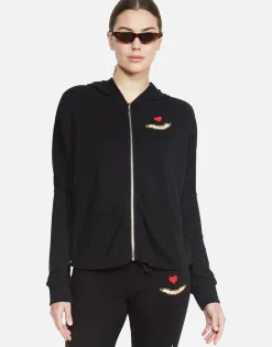 Cheap Floral Eye Love Zip Up Hoodie W/ Hi Low Hem | Amina By Women Hoodies