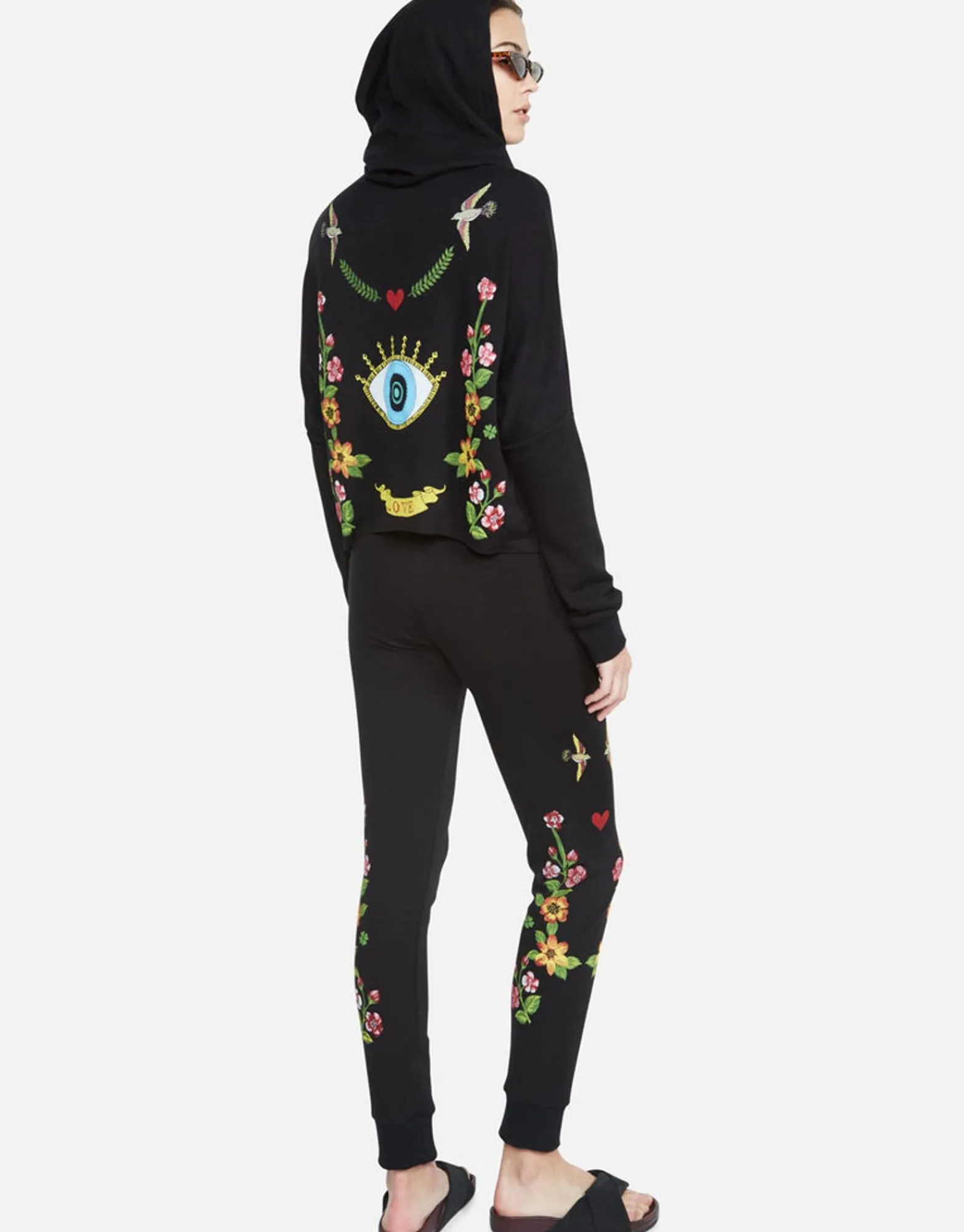 Cheap Floral Eye Love Zip Up Hoodie W/ Hi Low Hem | Amina By Women Hoodies
