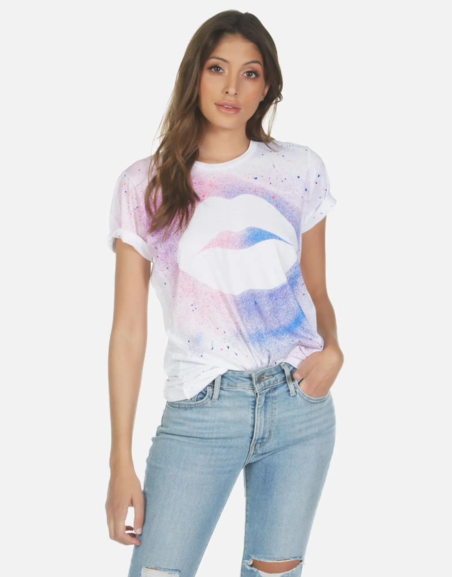 Cheap Galaxy Lip Splatter S/S Boyfriend Tee | Wolf By Women Short Sleeve