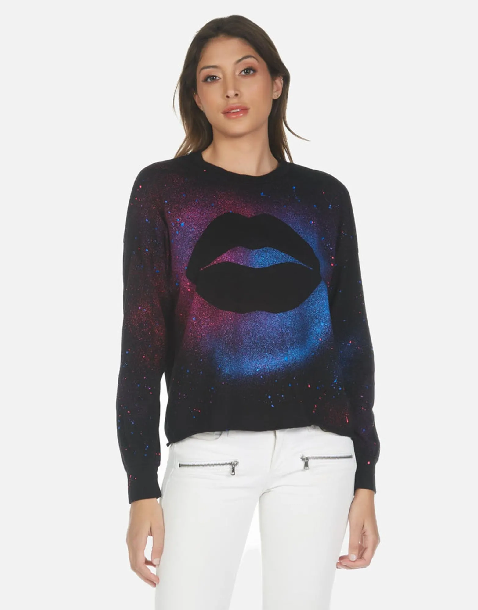 Best Sale Galaxy Lip Women'S L/S Crop Pullover Tee | Luella By Women Long Sleeve